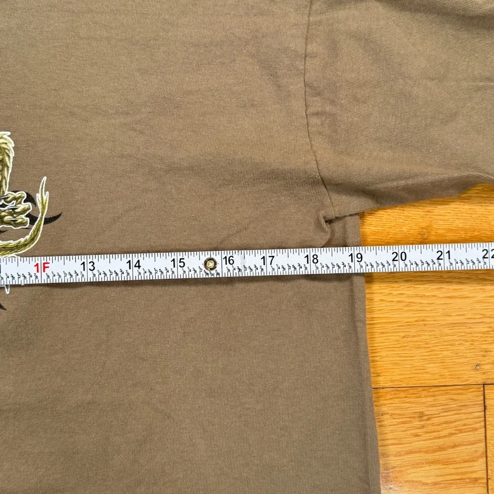 VTG Top Heavy XL Brown Dragon Lion Tribal Long Sleeve T-Shirt 2002 Y2K Grunge